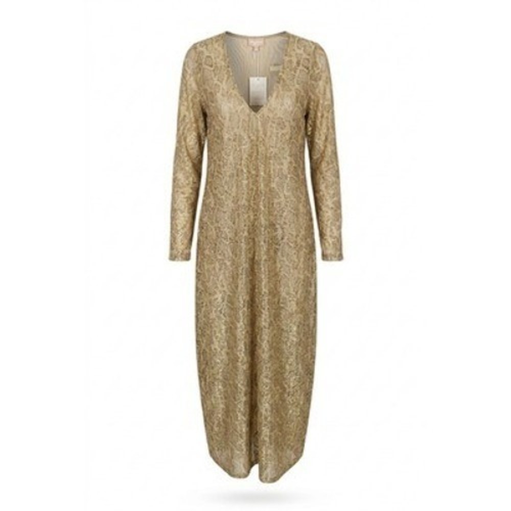 Show Me‎ Your MuMu Sheer Kaftan Dress Women L Gold Metallic Animal Print Coverup
